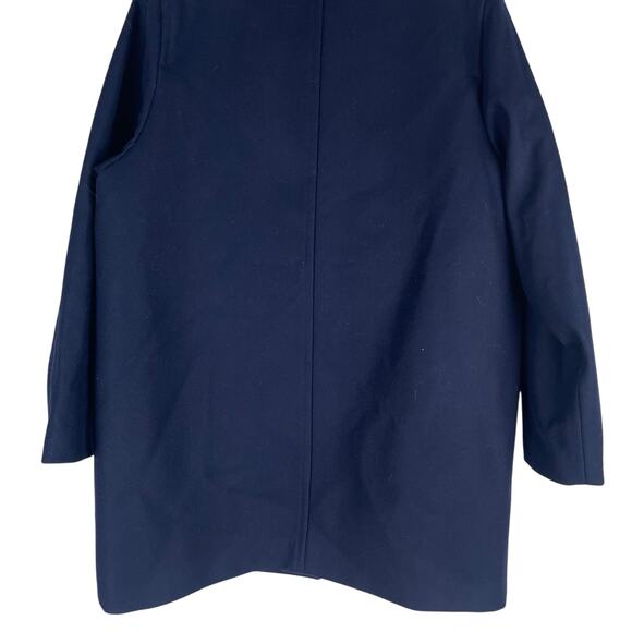 J. Crew Wool Blend Melton Boyfriend Coat One Button Navy Blue Size 12 - Picture 9 of 12